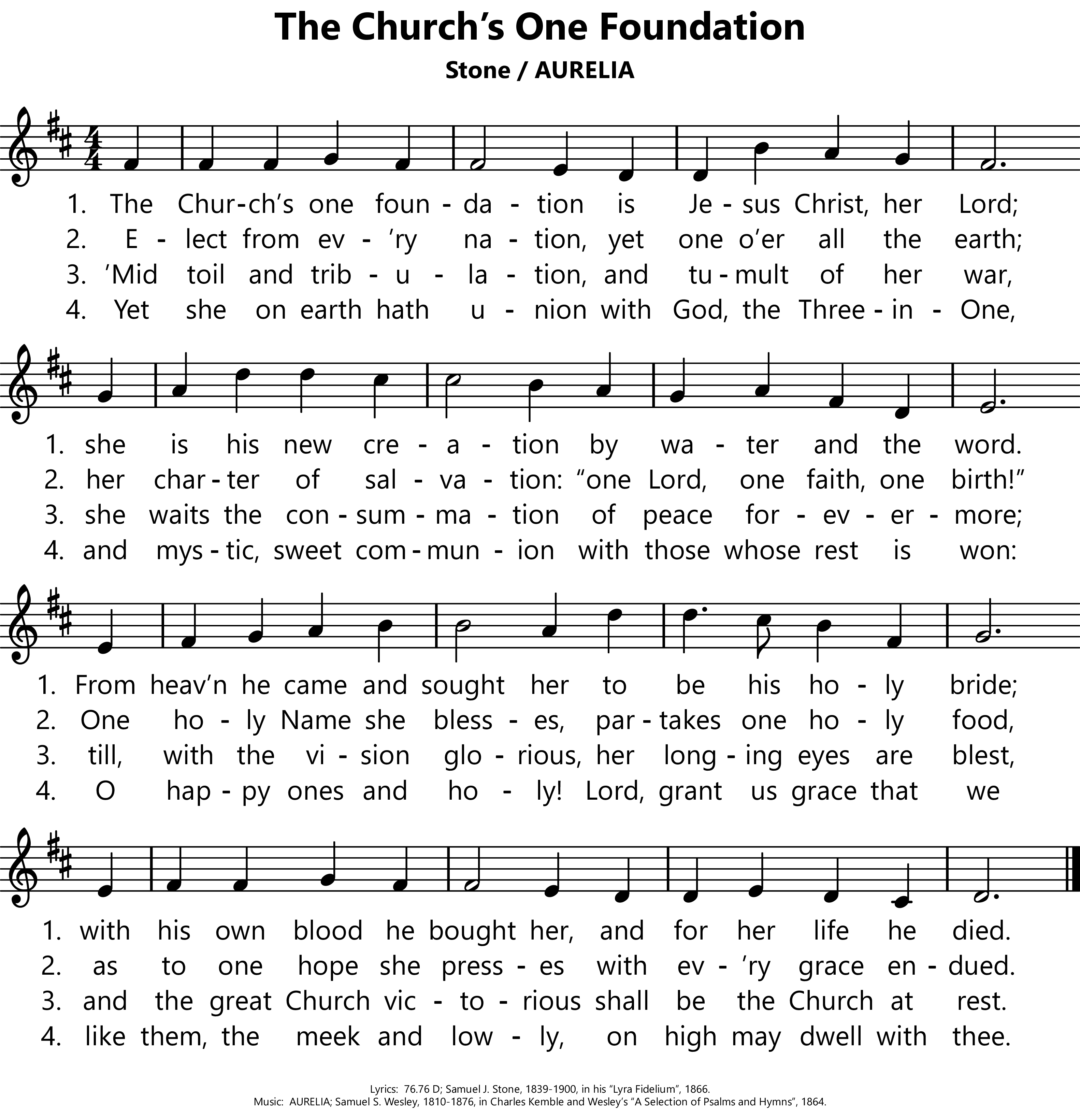 The Church’s One Foundation [Samuel Stone]